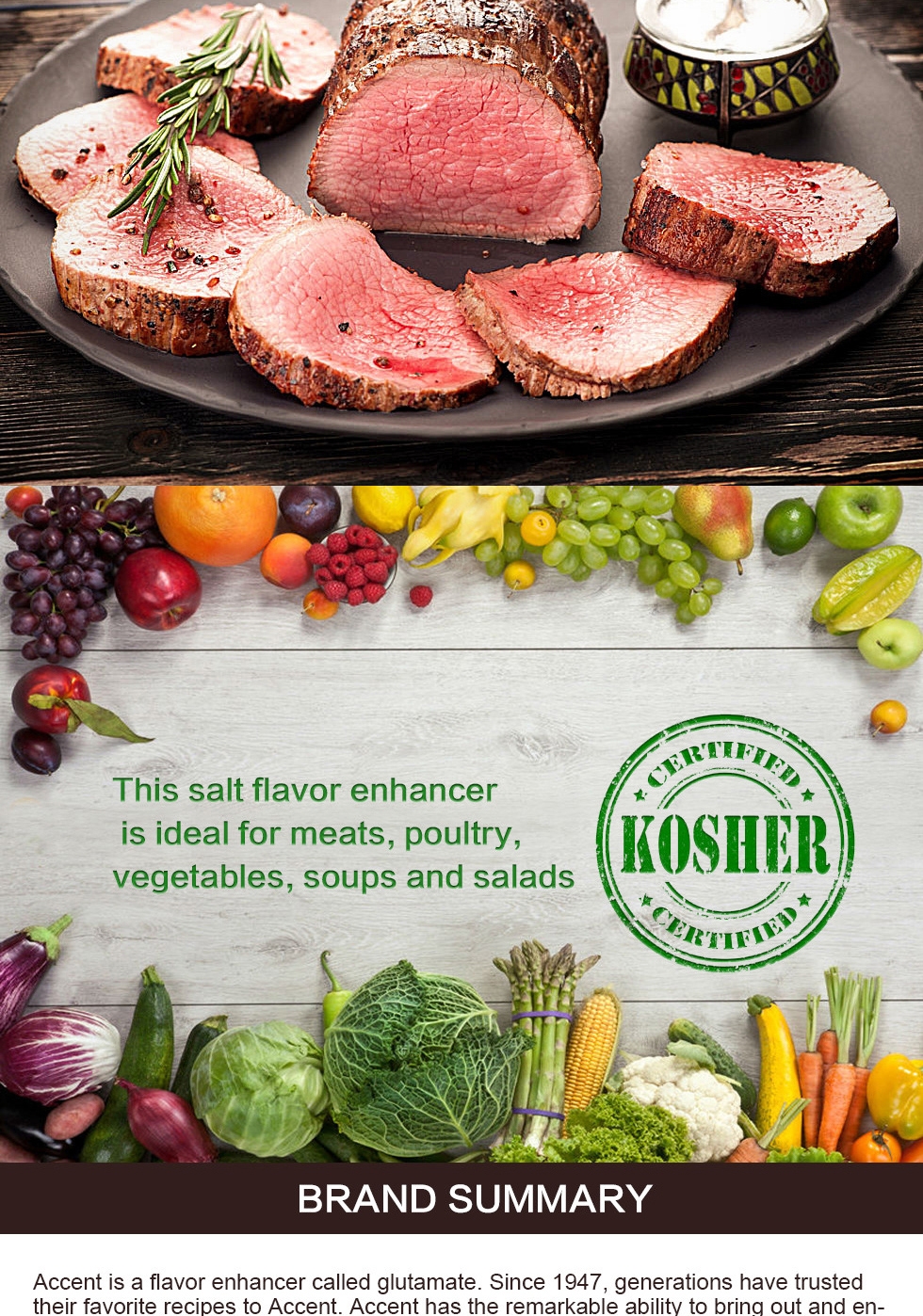 Accent Flavor Enhancer Seasoning Large 32 Oz (2 Lb )Kosher For meat /  vegetables