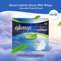 Always Infinity Heavy With Wings, Unscented Pads 64 Count