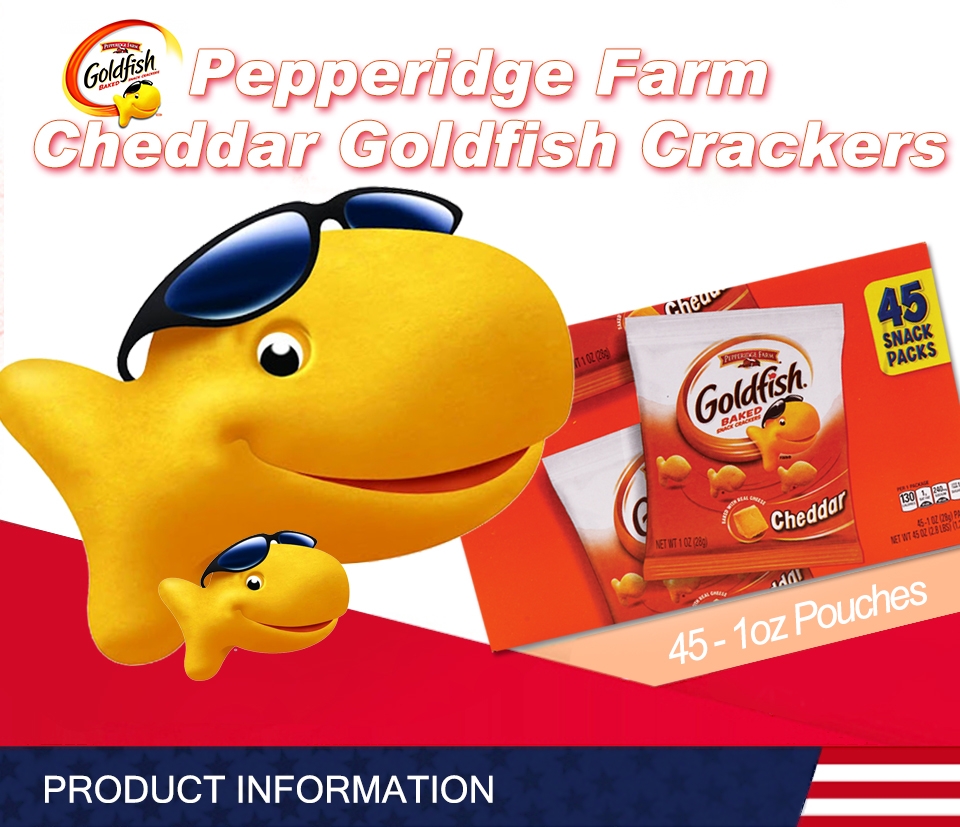 Pepperidge Farm Cheddar Goldfish Crackers, 45 - 1oz Pouches - savefavor